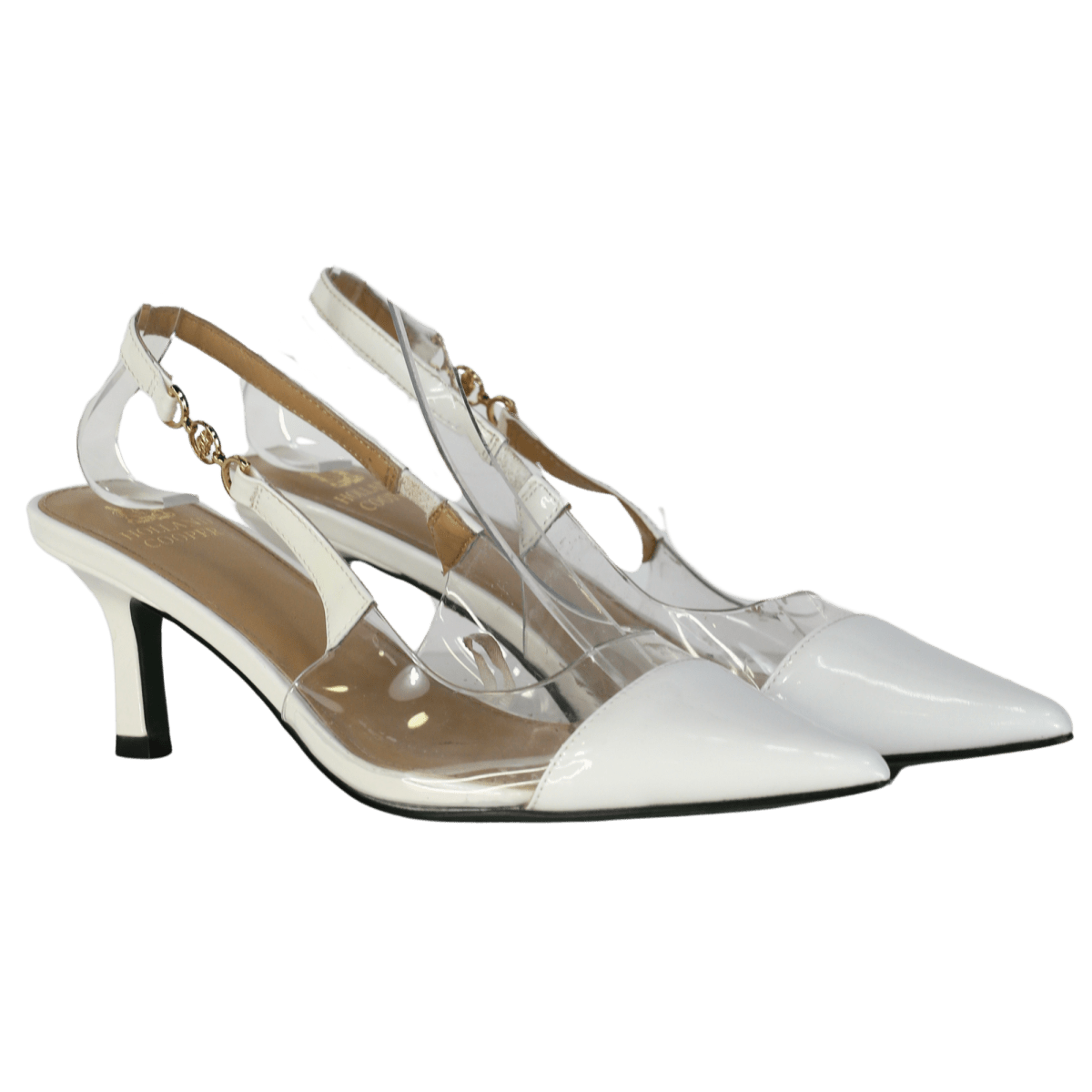 Holland Cooper Regency Logo strap Kitten Heel - Clear/White UK 4 EU 37 👠 - Reliked