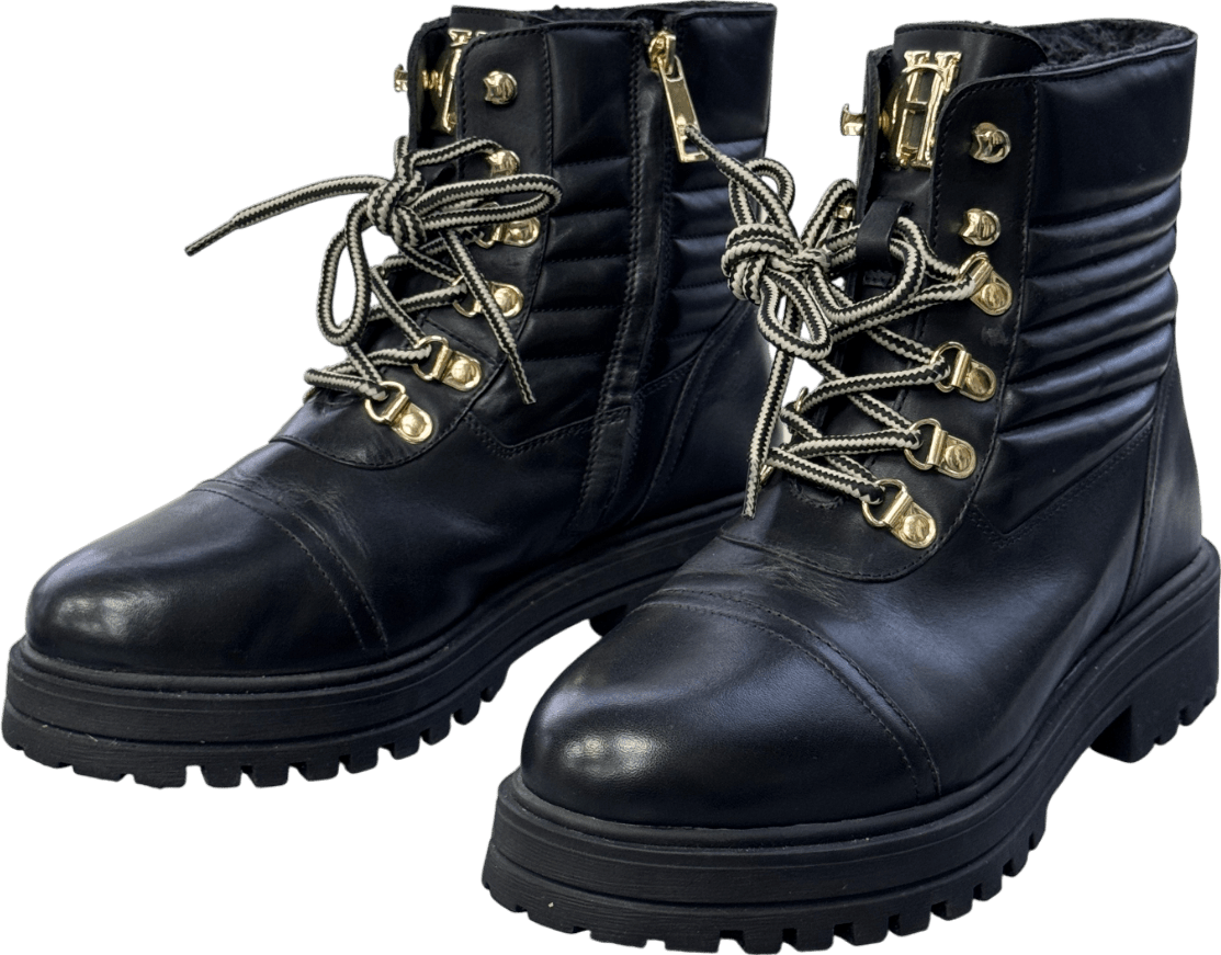 Holland Cooper The Cotswold Black / Gold Hc Walking Boots UK 7 EU 40 👠 - Reliked