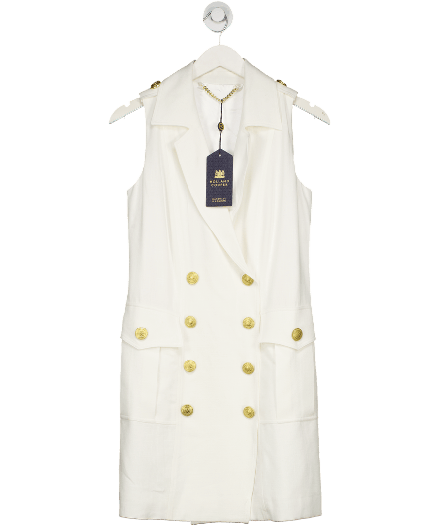 Holland Cooper White Chelsea Dress Oyster Linen UK 8 - Reliked