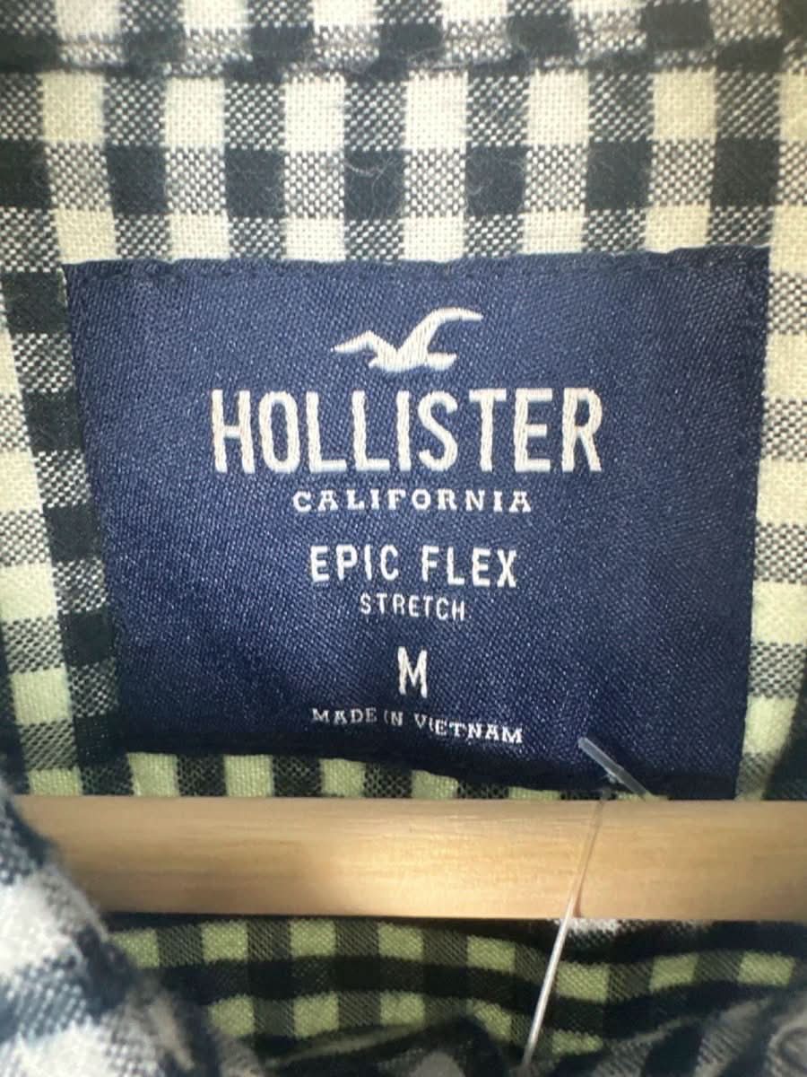 Hollister Black/White Checked Epic Flex Stretch Shirt Medium - Reliked