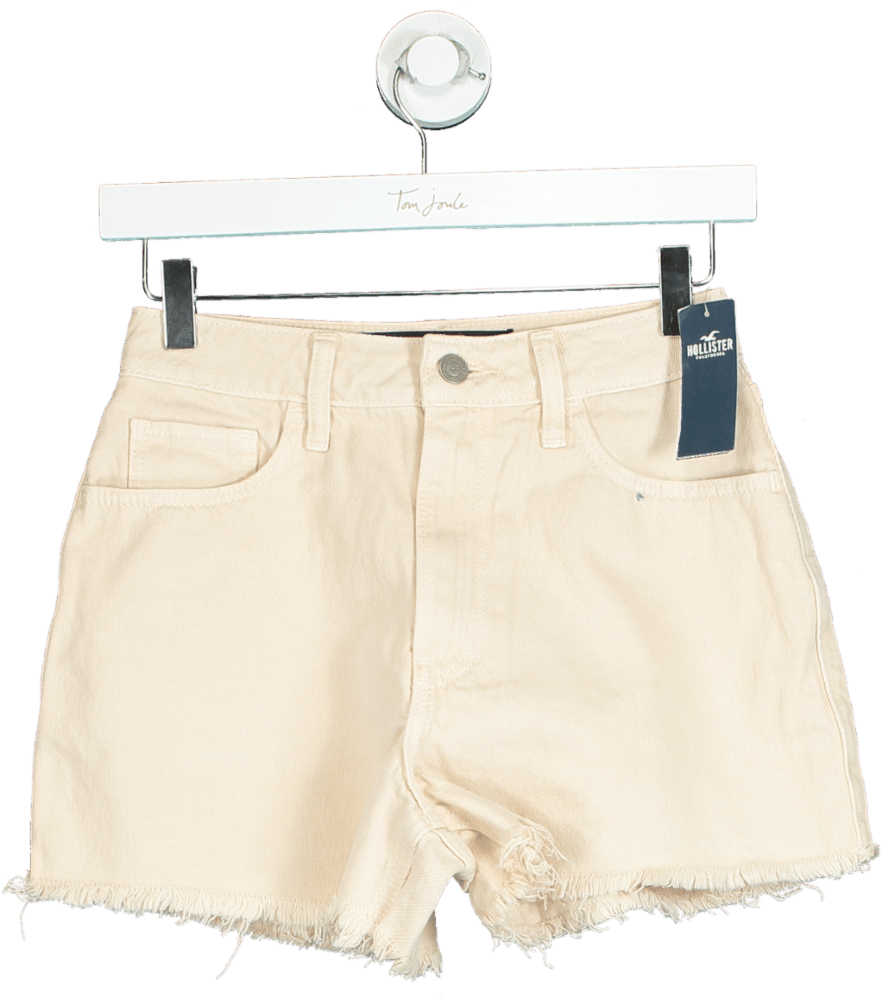 Hollister Cream High - Rise Denim Shorts UK W24 - Reliked