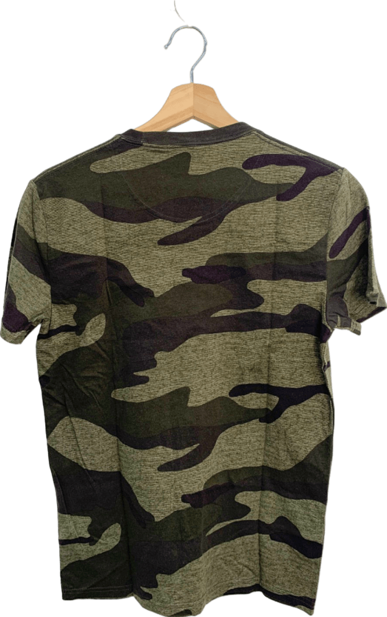 Hollister Green Camouflage Print T-Shirt UK XS - Reliked