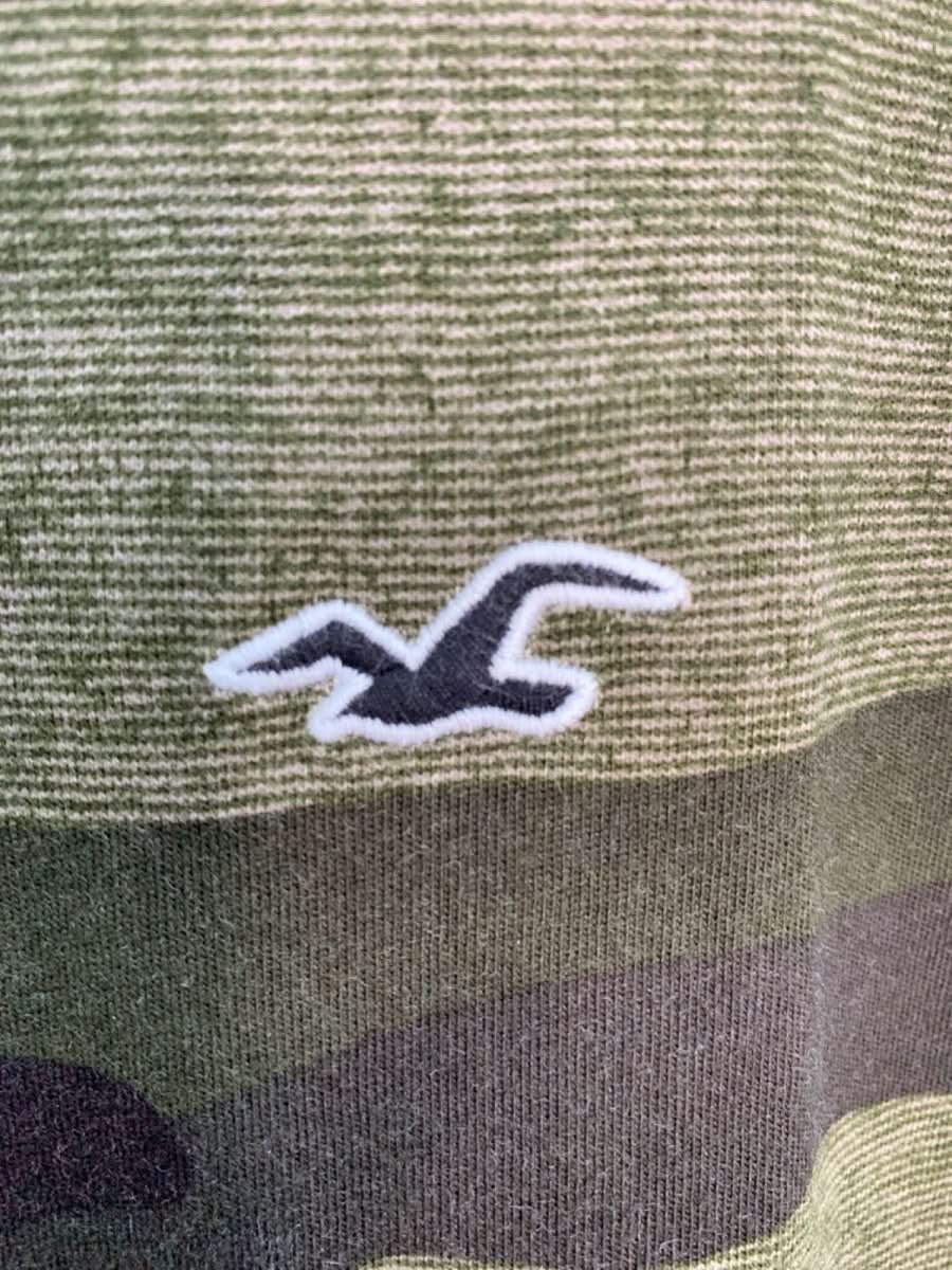 Hollister Green Camouflage Print T-Shirt UK XS - Reliked