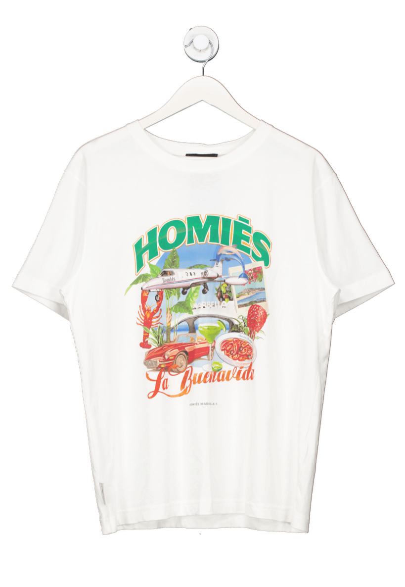 Homies La Buena Vida T-shirt White UK M - Reliked