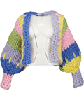 HOPE MACAULAY Hand Made Pastel Colossal Knit 100% Wool Short Cardigan UK S/M - Reliked