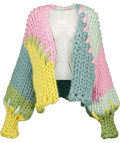 HOPE MACAULAY Multicoloured Hand Made Pastel Colossal Knit 100% Wool Cardigan UK M/L - Reliked