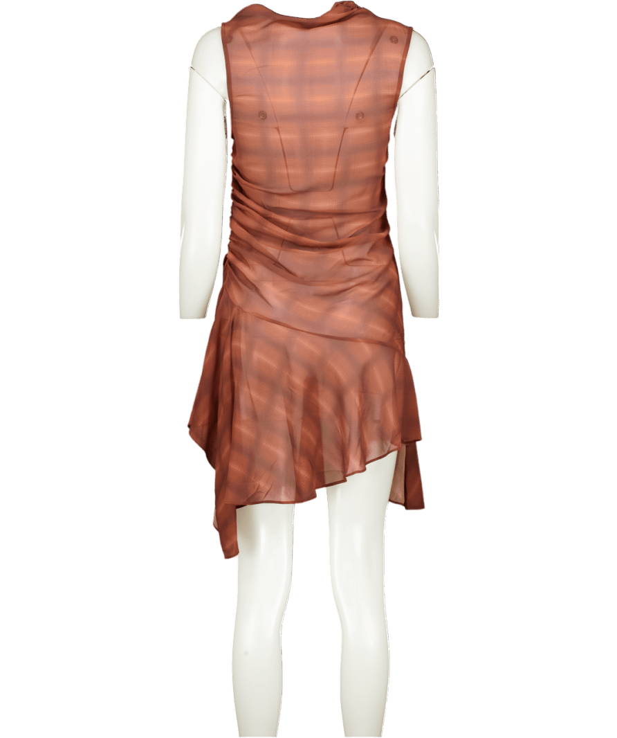 h:ours Amari Mini Dress In Brown Plaid UK S - Reliked