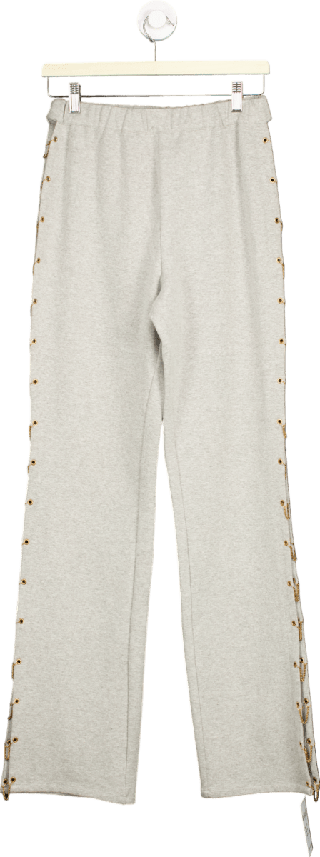 Hours Grey Button - snap Track Trousers UK S - Reliked
