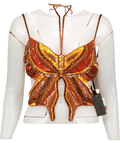h:ours Orange Beaded Carola Embellished Top UK L - Reliked