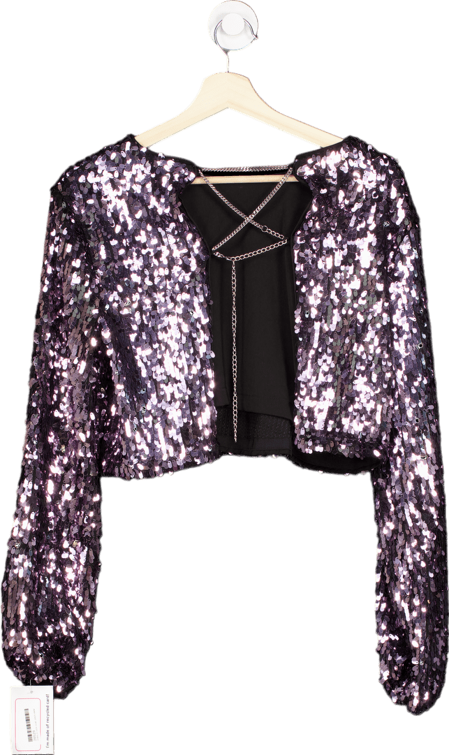 H:ours Purple Sequin Crop Top S - Reliked