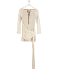 House of CB Beige Carmelita Natural Knit Lace Up Dress UK S - Reliked