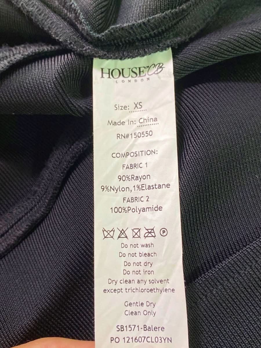 House of CB Black Embroidered Bodycon Dress XS - Reliked