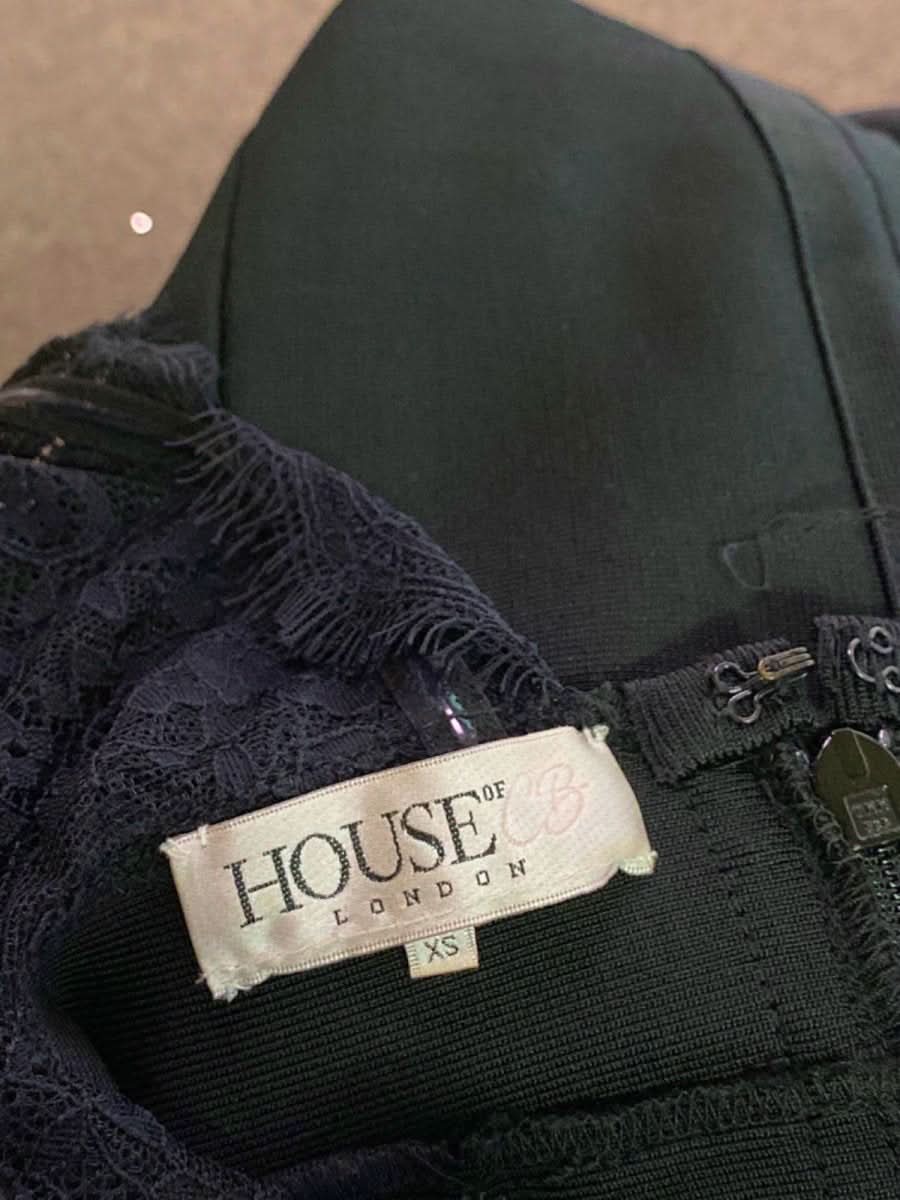 House of CB Black Embroidered Bodycon Dress XS - Reliked