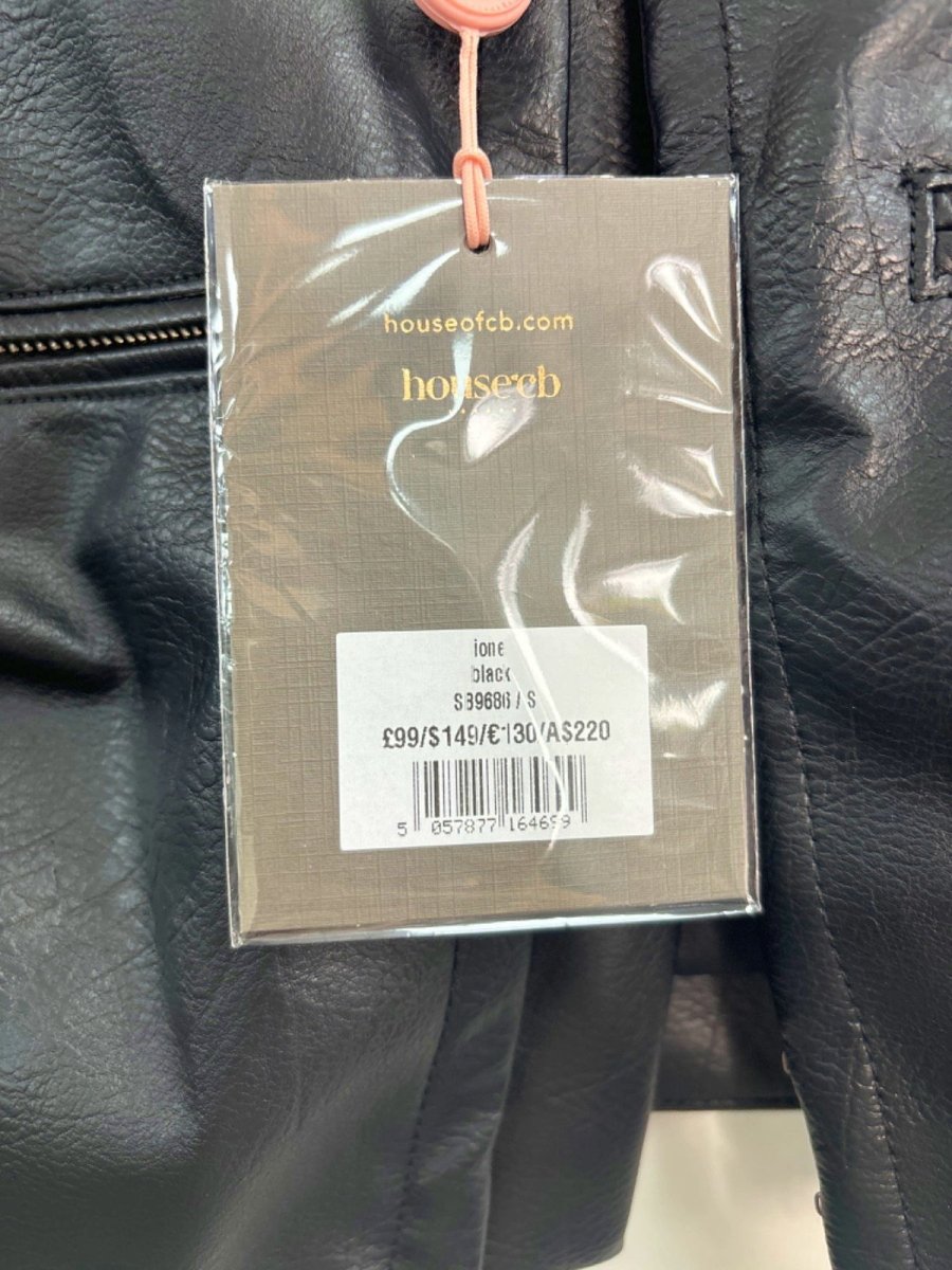 House of CB Black Ione Cropped Faux Leather Jacket S - Reliked