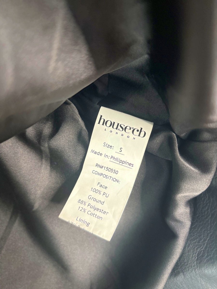 House of CB Black Ione Cropped Faux Leather Jacket S - Reliked