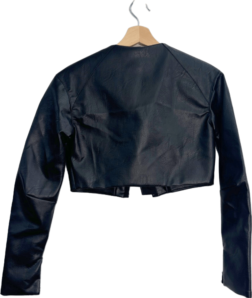 House of CB Black Ione Cropped Faux Leather Jacket S - Reliked