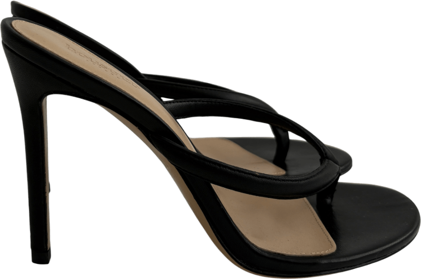 House of CB Black Lola Leather High Heel Thong Sandals UK 6 EU 39 👠 - Reliked