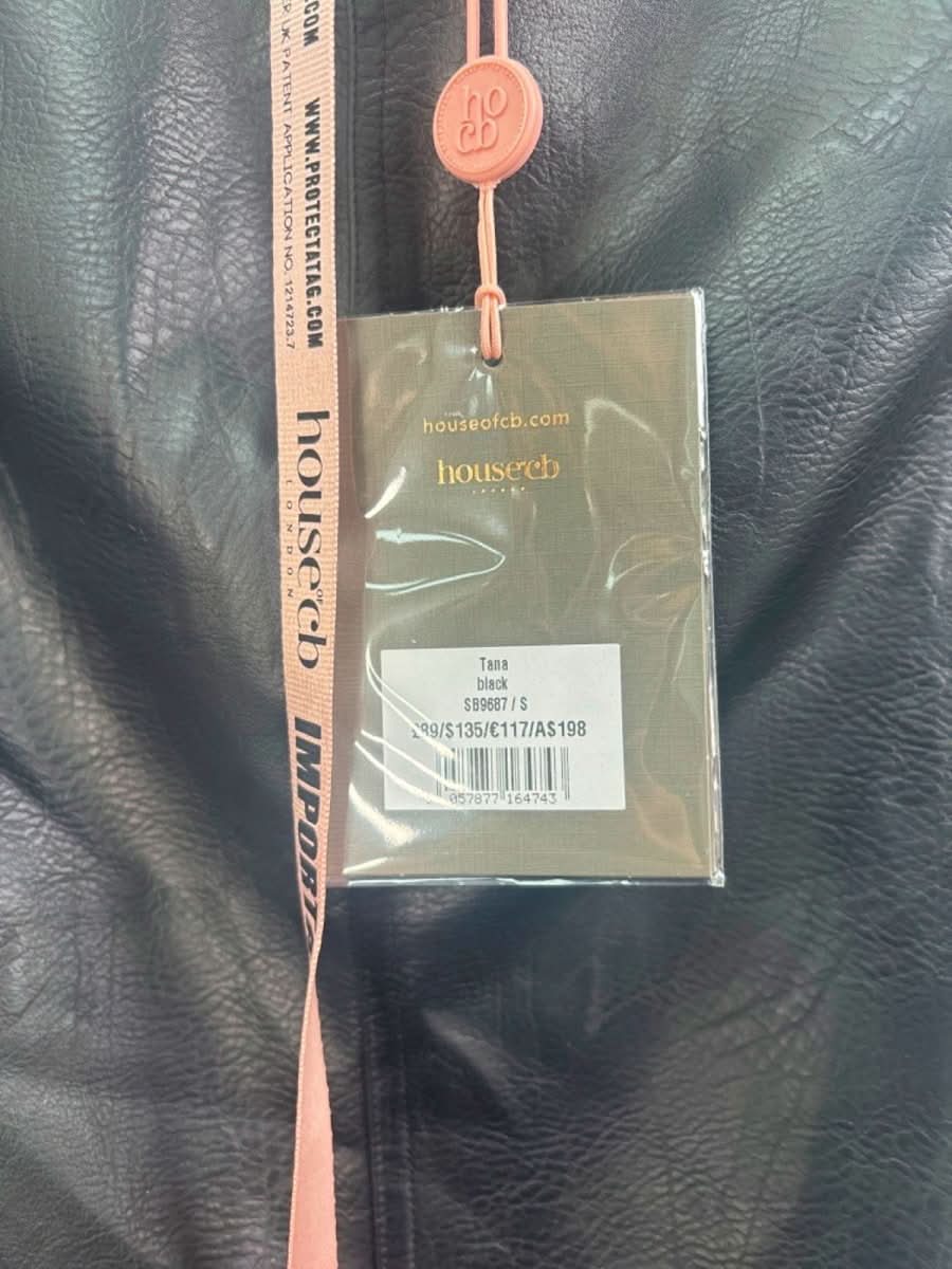 House Of CB Black Tania Faux Leather Pencil Skirt Size S - Reliked