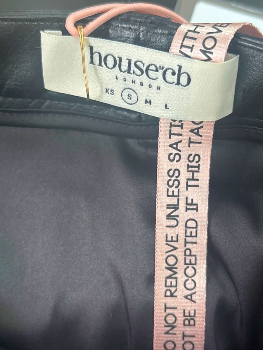 House Of CB Black Tania Faux Leather Pencil Skirt Size S - Reliked