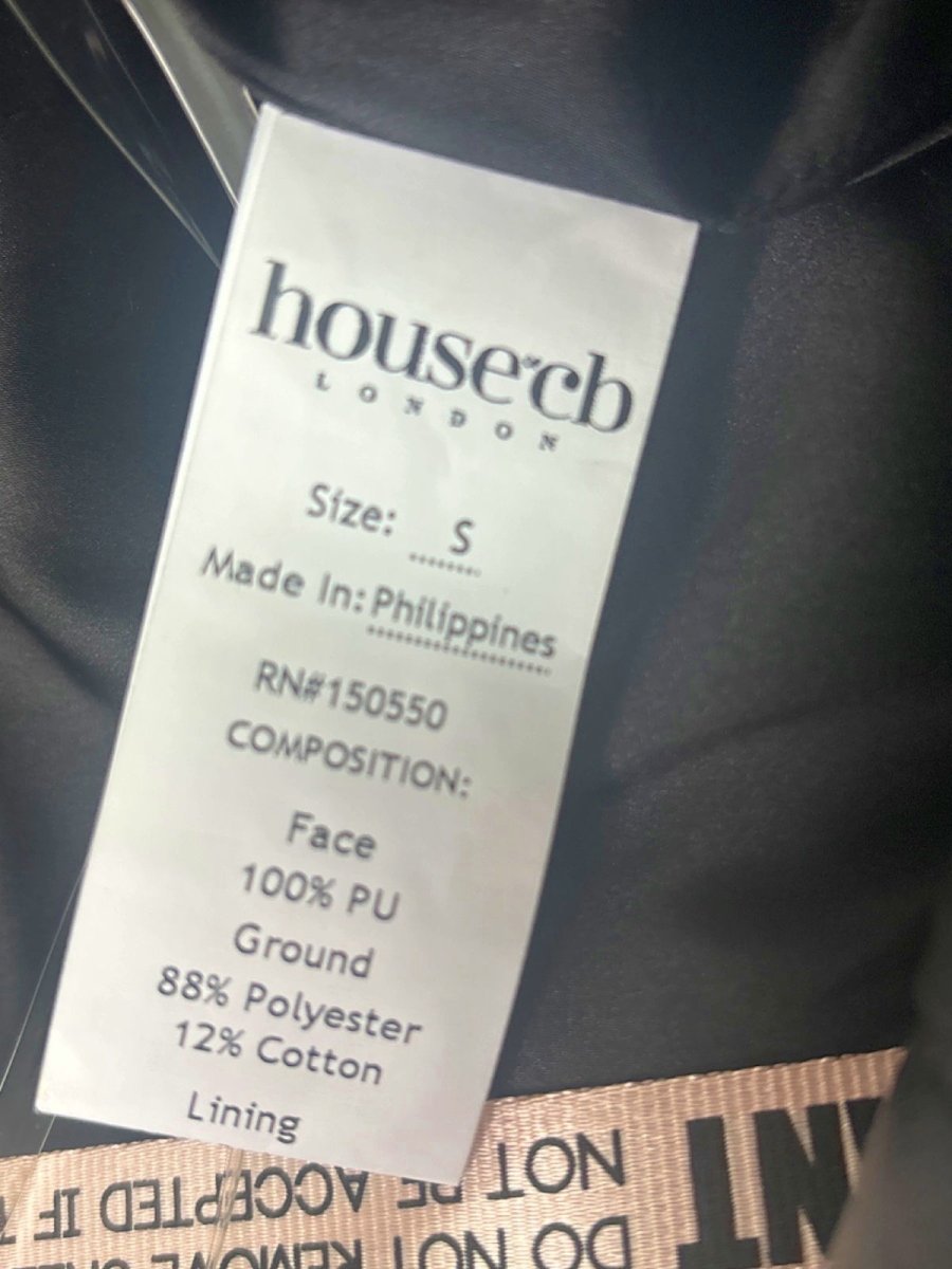 House Of CB Black Tania Faux Leather Pencil Skirt Size S - Reliked