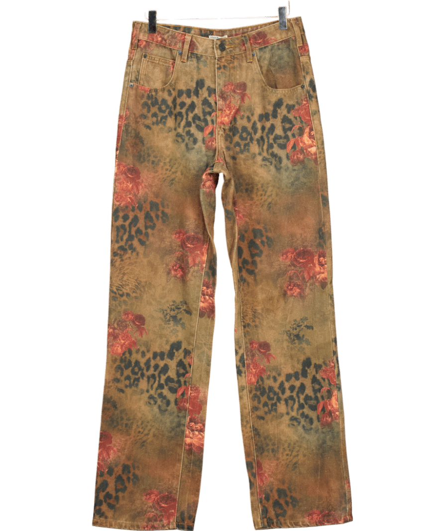 House of CB Brown Samia Floral Printed Jeans UK XS - Reliked