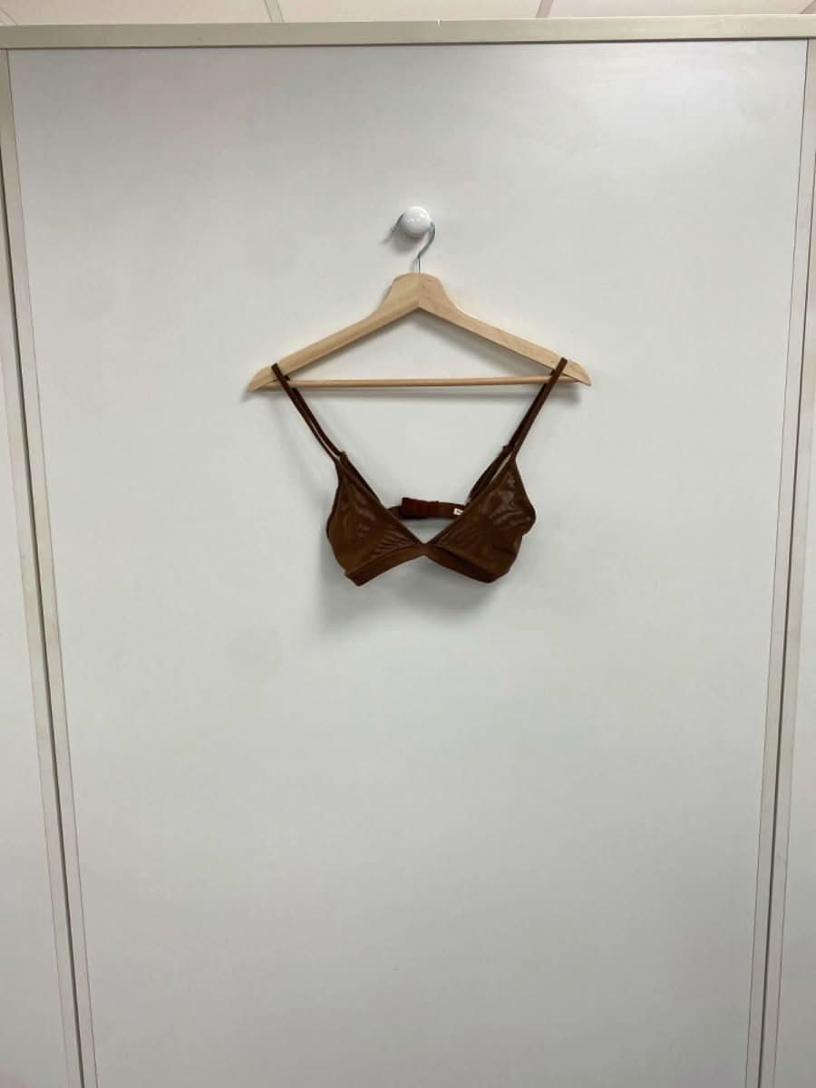 House of CB Brown Sheer Ruched Shirt Dress with Matching Bra XS - Reliked