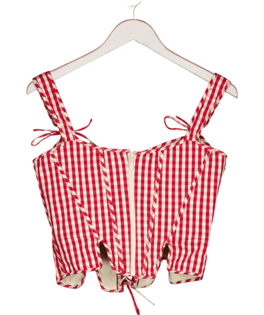 House of CB Callie Cotton Corset Top In Red Gingham UK M - Reliked