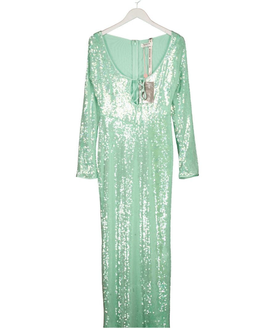 House of CB Green Titania Seafoam Sequin Maxi Gown UK M - Reliked