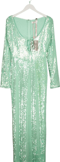 House of CB Green Titania Seafoam Sequin Maxi Gown UK M - Reliked
