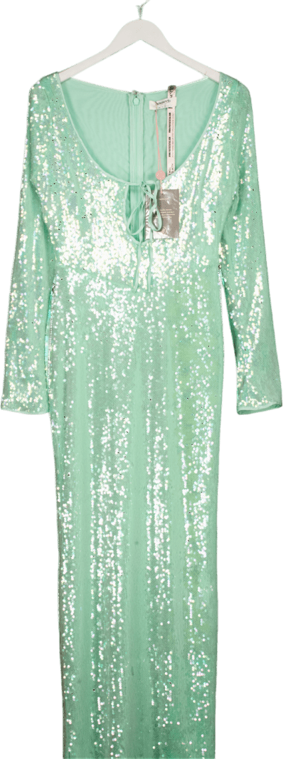 House of CB  Green Titania Seafoam Sequin Maxi Gown UK M