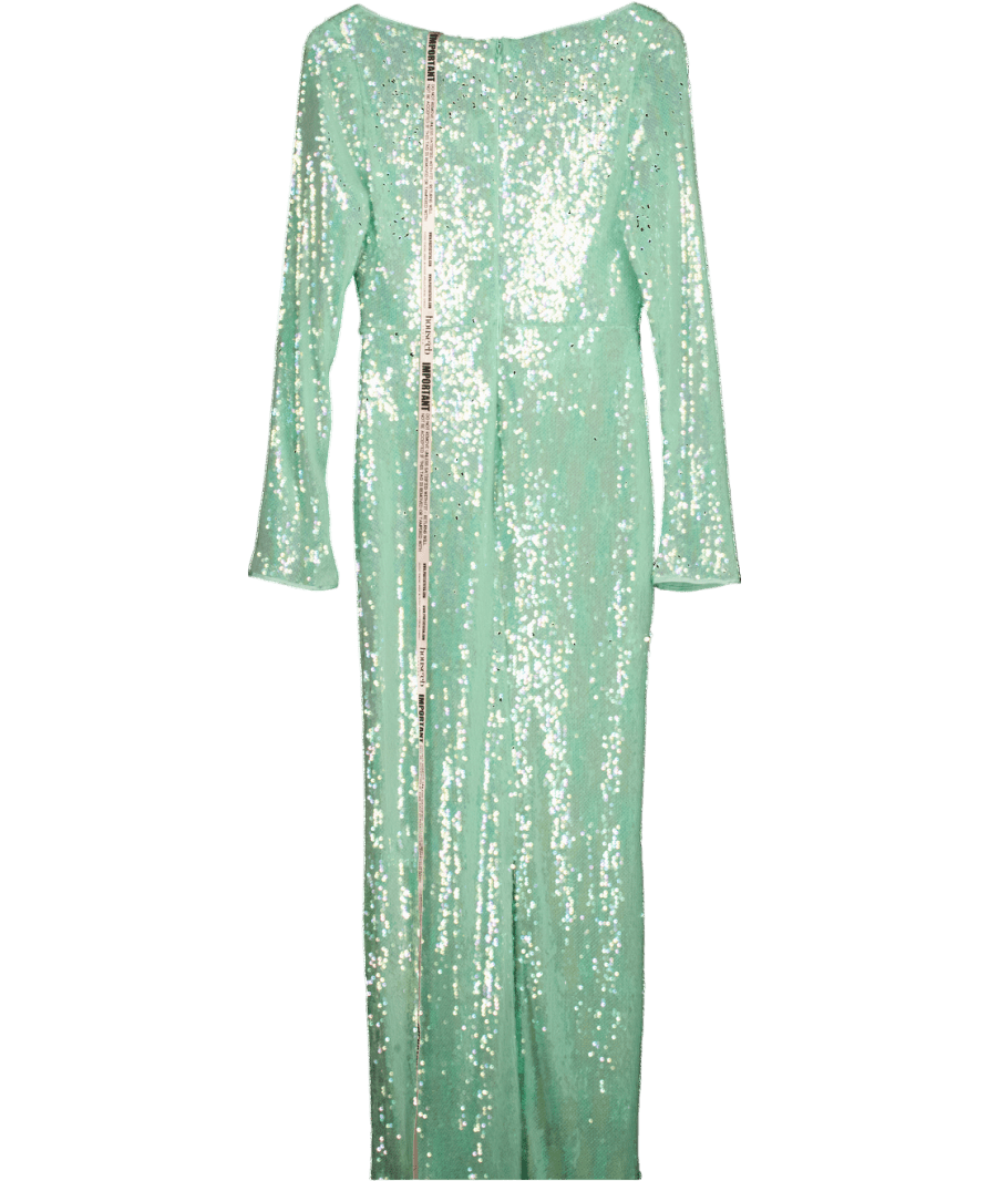 House of CB Green Titania Seafoam Sequin Maxi Gown UK M - Reliked