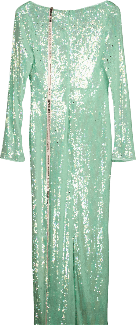 House of CB Green Titania Seafoam Sequin Maxi Gown UK M - Reliked