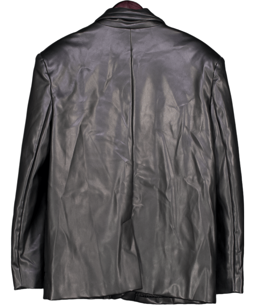 House of CB Harper Black Vegan Leather Oversized Jacket UK S - Reliked