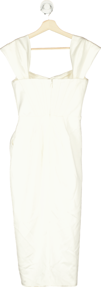 House of CB Ivory Loretta off - shoulder satin corset bodice midi dress UK XS - Reliked