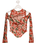 House of CB Pink Malina Rose Print Cutout Corset Top UK S - Reliked