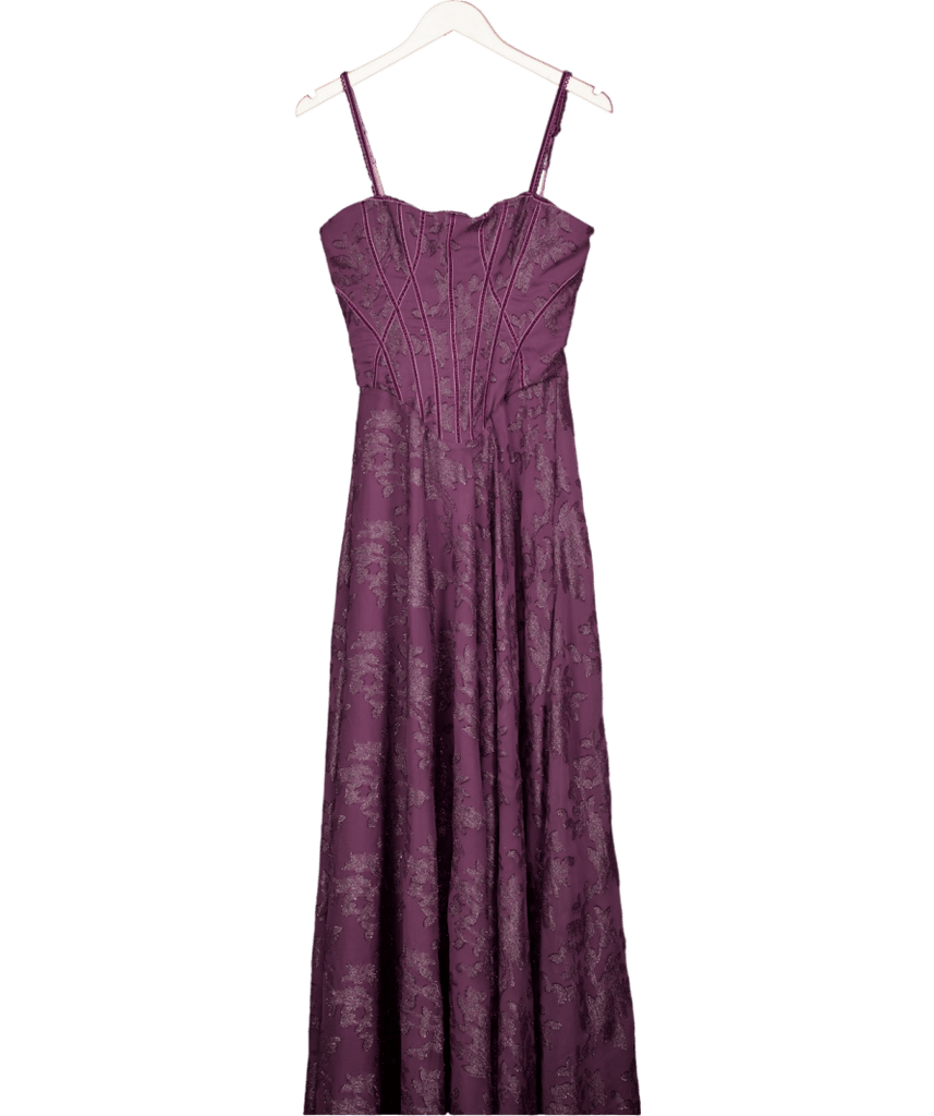 white christmas dresses House of CB Purple Esme Grape Lurex Chiffon Maxi Dress UK S