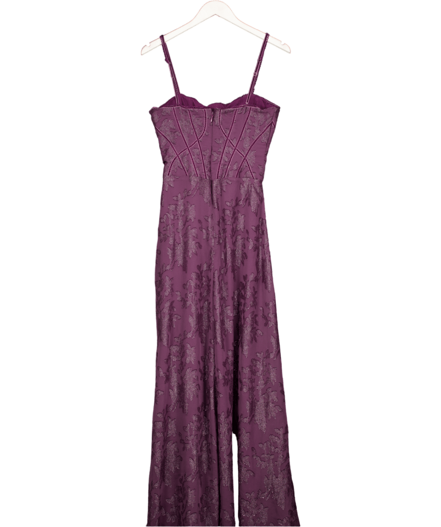 House of CB Purple Esme Grape Lurex Chiffon Maxi Dress UK S - Reliked