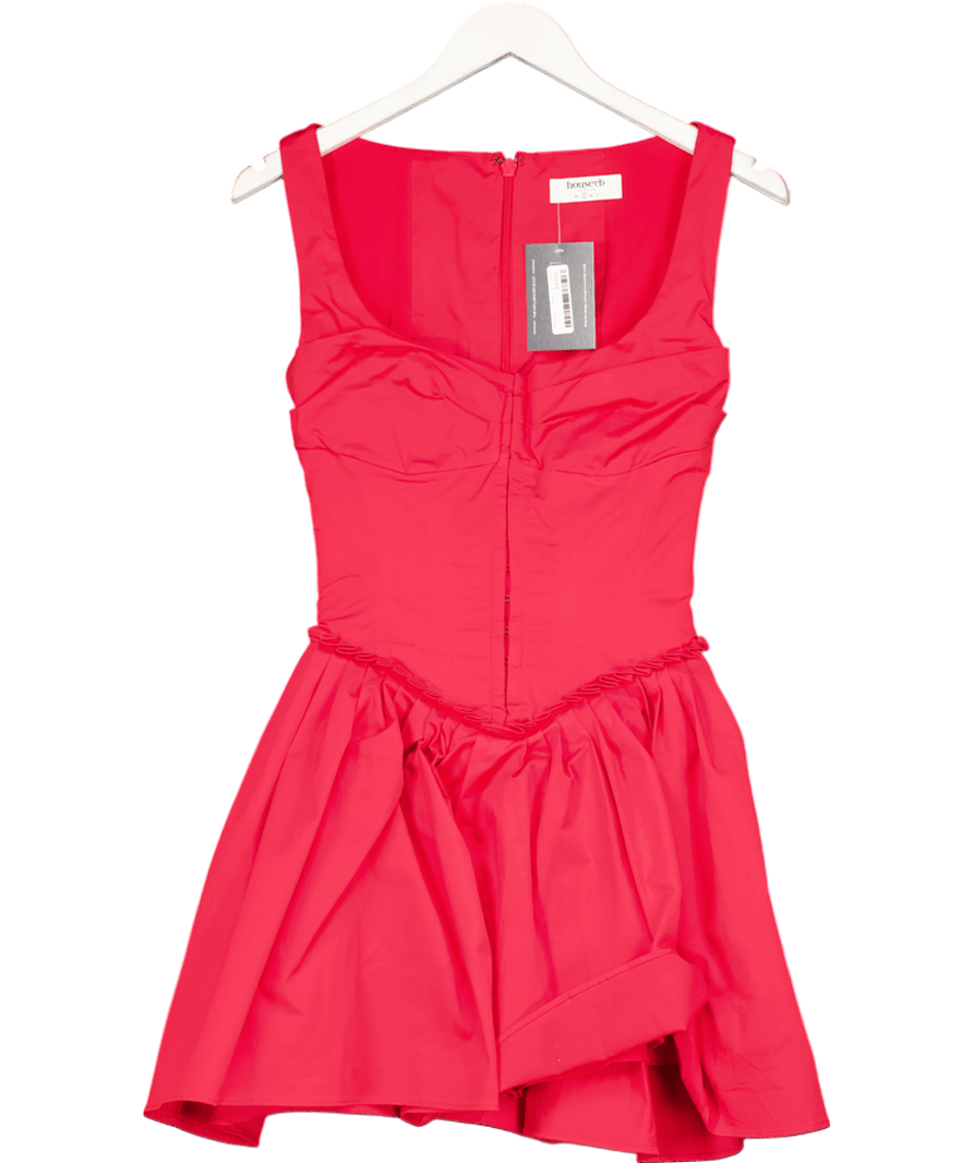 House of CB Red Cupid Scarlet Pleated Mini Dress UK S - Reliked