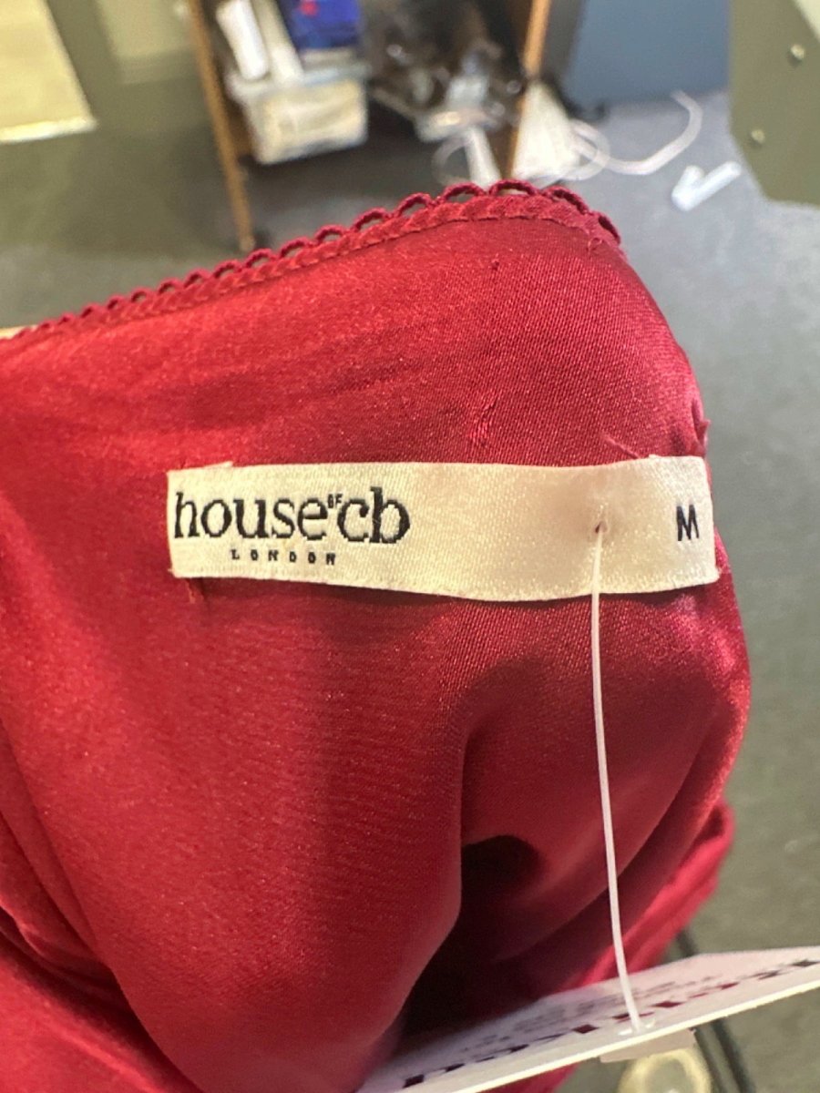 House of CB Red Satin Maxi Skirt UK M - Reliked