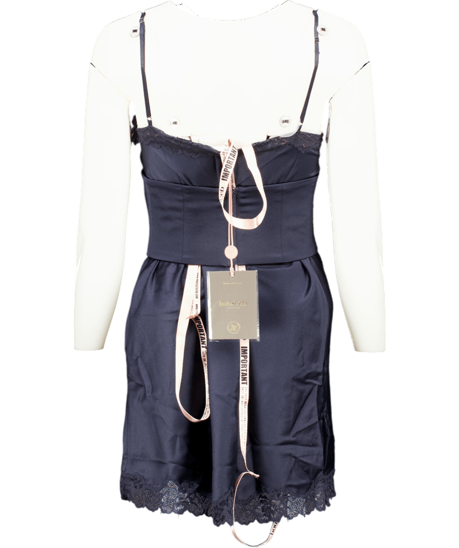 House of CB Soraya Navy Blue Satin Slip Dress with detachable corset UK M - Reliked