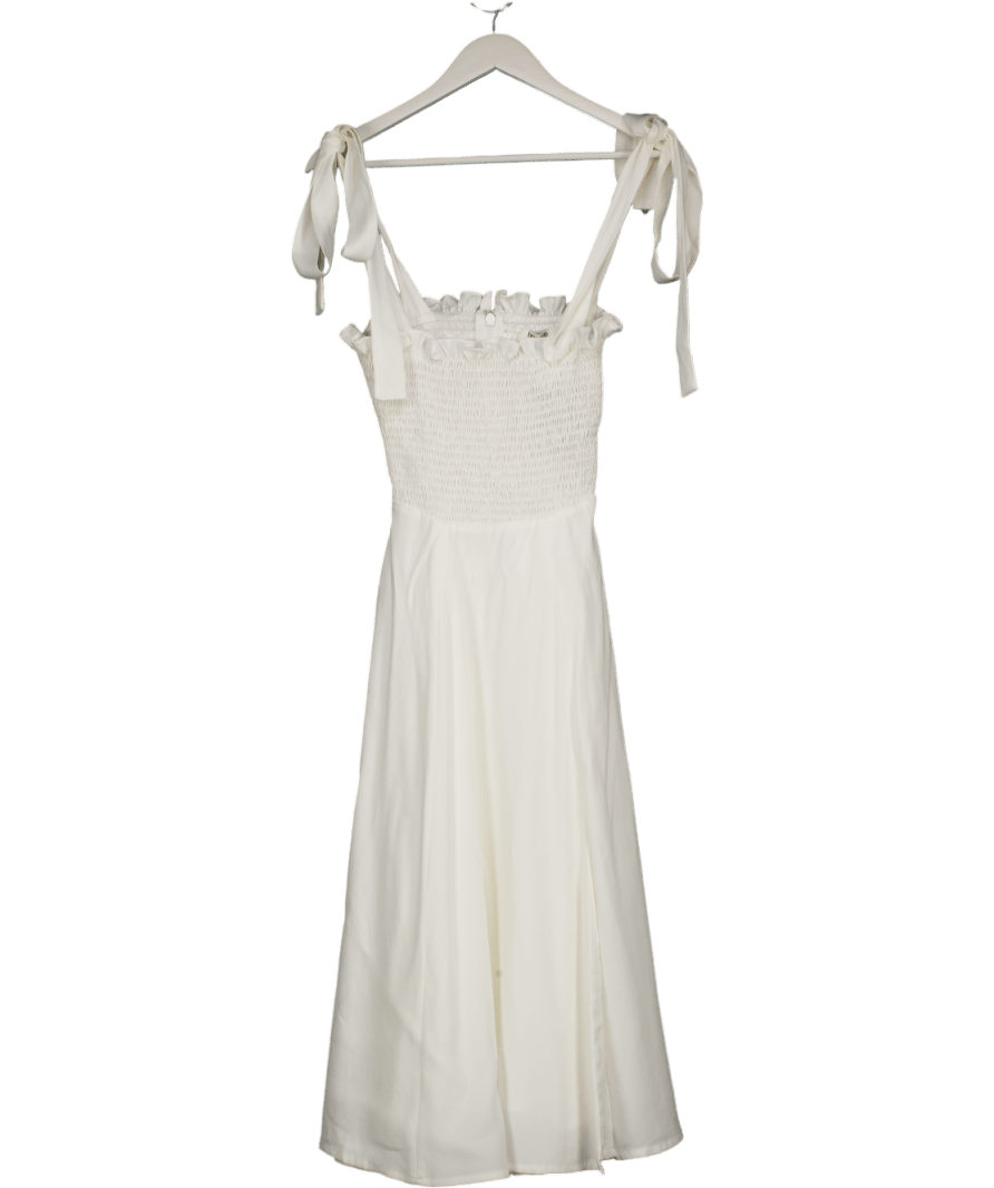 House of CB White Carmella Shirred Midi Sundress UK S - Reliked