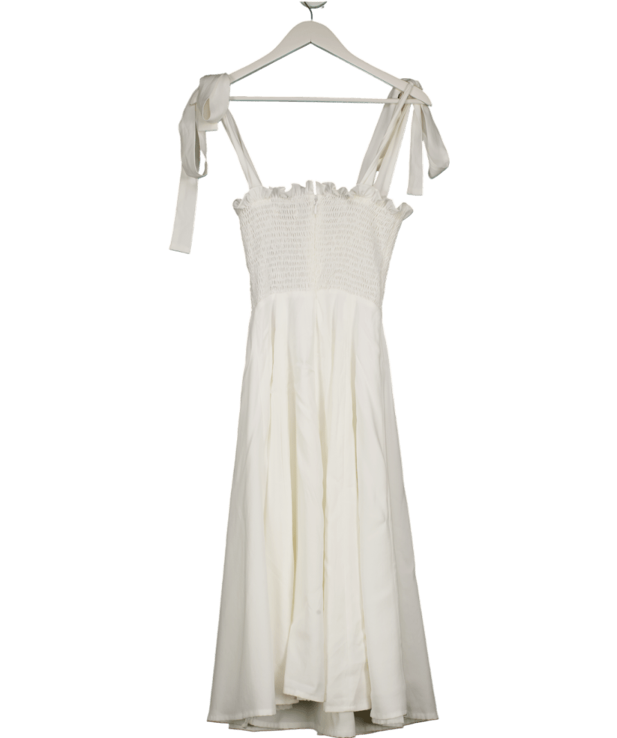 House of CB White Carmella Shirred Midi Sundress UK S - Reliked