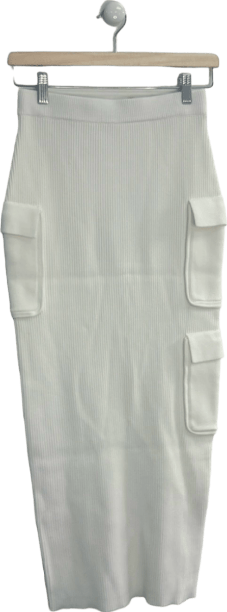 House of CB White Maeve Ribbed Knit Pencil Skirt S - Reliked