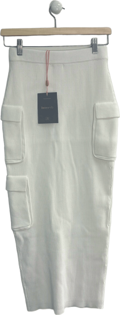 House of CB White Maeve Ribbed Knit Pencil Skirt S - Reliked