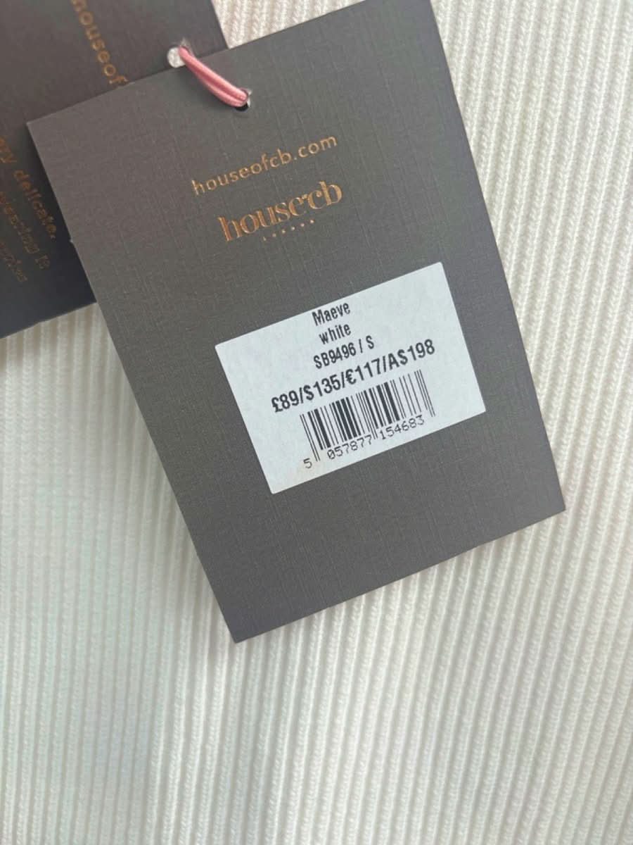 House of CB White Maeve Ribbed Knit Pencil Skirt S - Reliked