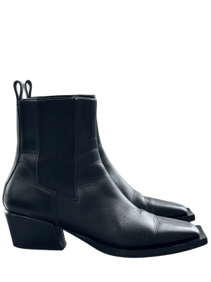 House of Dagmar Black Leather Square Toe Chelsea Boots UK 7 EU 40