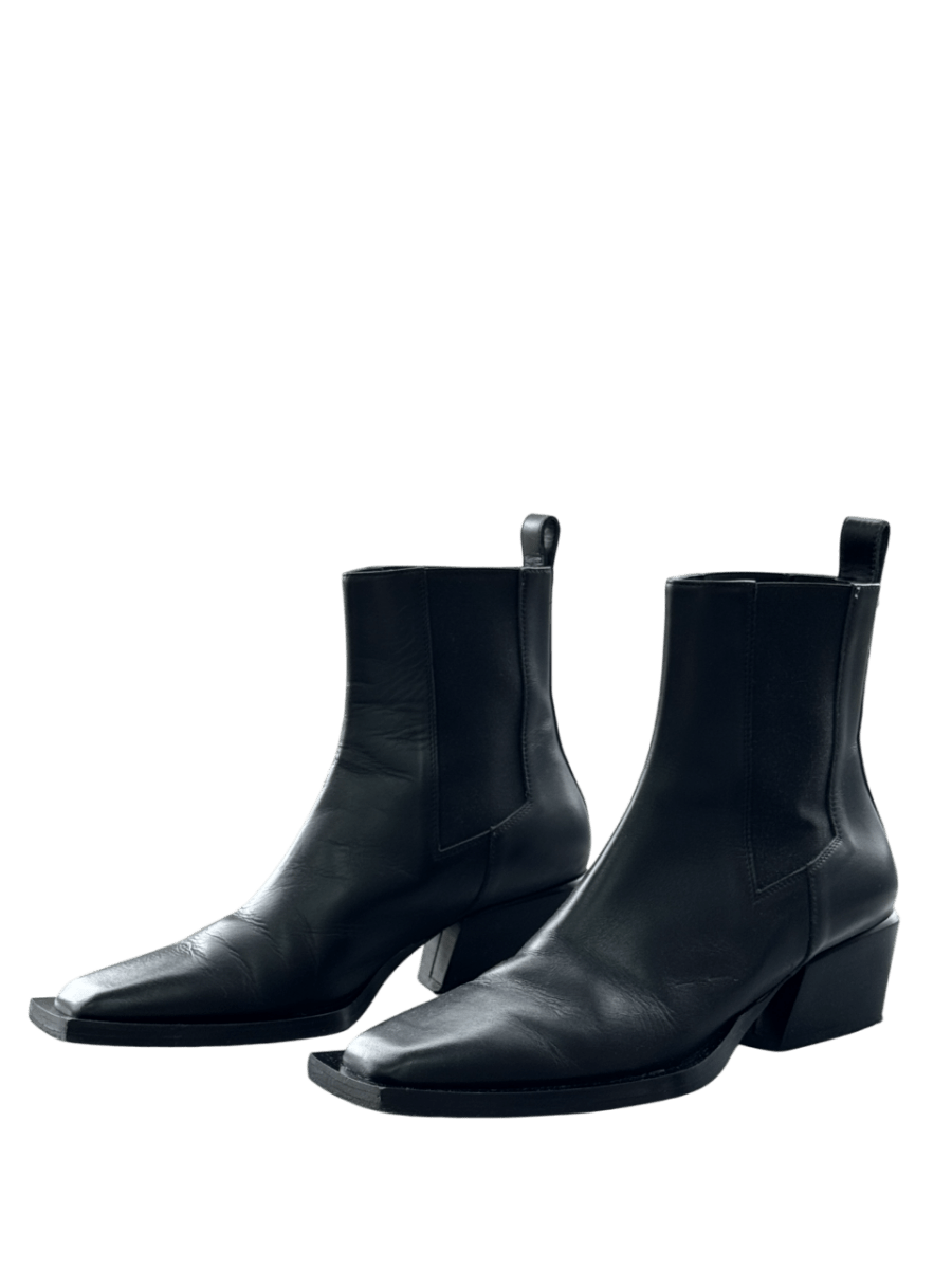 House of Dagmar Black Leather Square Toe Chelsea Boots UK 7 EU 40 👠 - Reliked