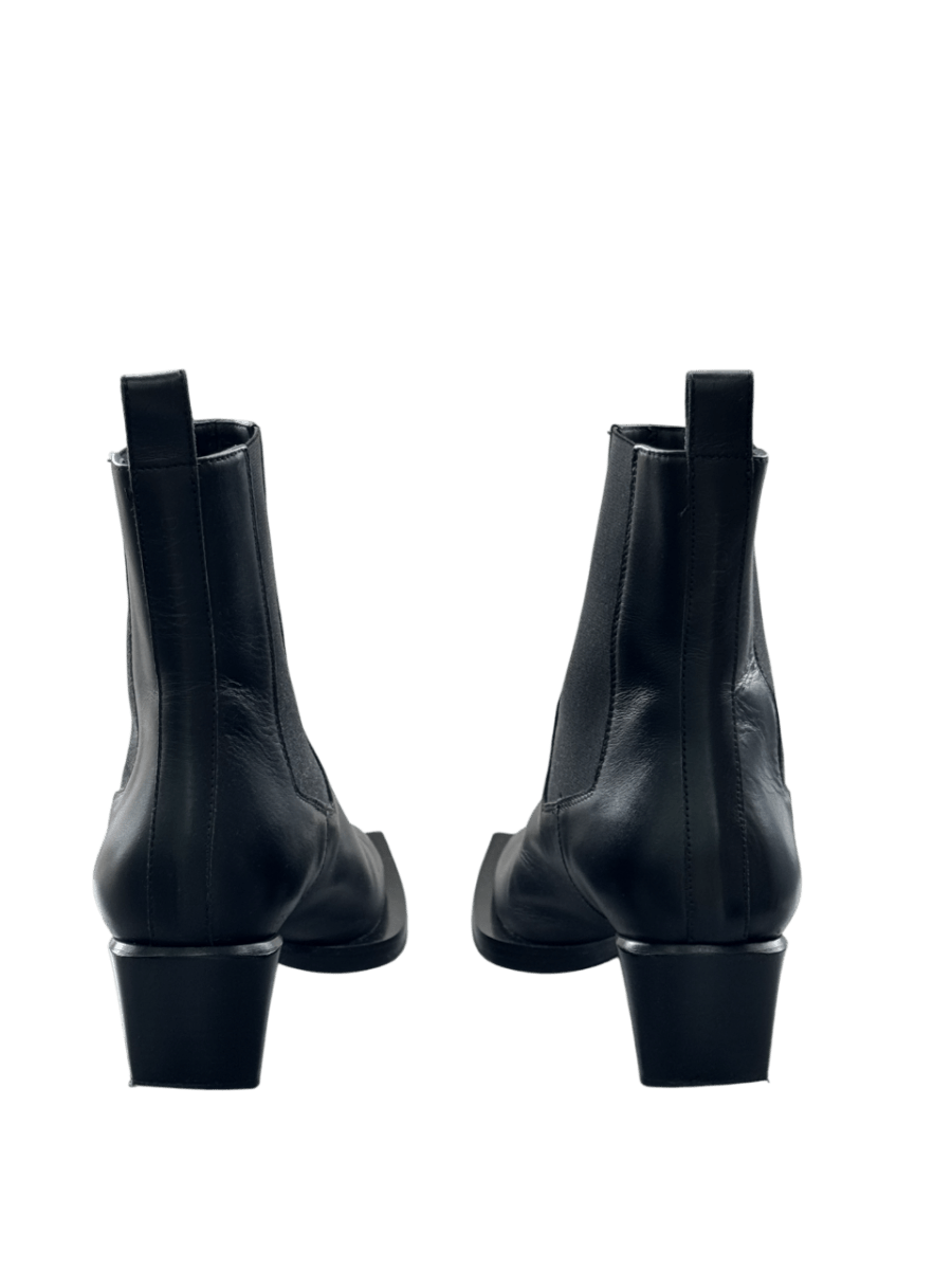 House of Dagmar Black Leather Square Toe Chelsea Boots UK 7 EU 40 👠 - Reliked