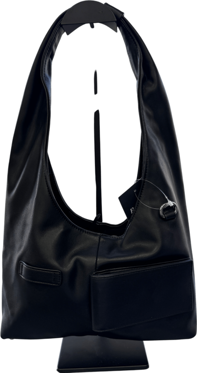 HOUSE OF SUNNY Black Butter Soft Vegan Leather Sling Bag With Embroidered Logo - Reliked