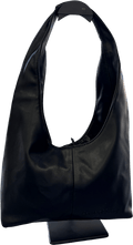 HOUSE OF SUNNY Black Butter Soft Vegan Leather Sling Bag With Embroidered Logo - Reliked